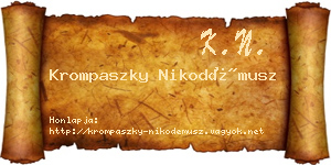 Krompaszky Nikodémusz névjegykártya